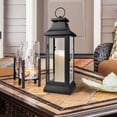 thumbnail image 3 of Serene Spaces Living Black Hurricane Lanterns with Clear Glass Panels, 15" Tall and 5" Diameter, 3 of 7