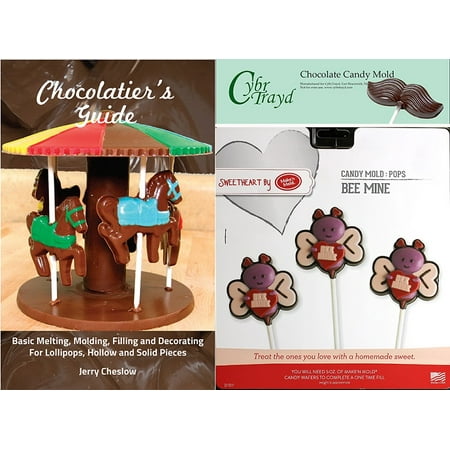 Bees Pop - Cybrtrayd Make'n Mold 3101 Bee Mine Pops Chocolate Candy Mold with Chocolatier's Guide Instructions Manual