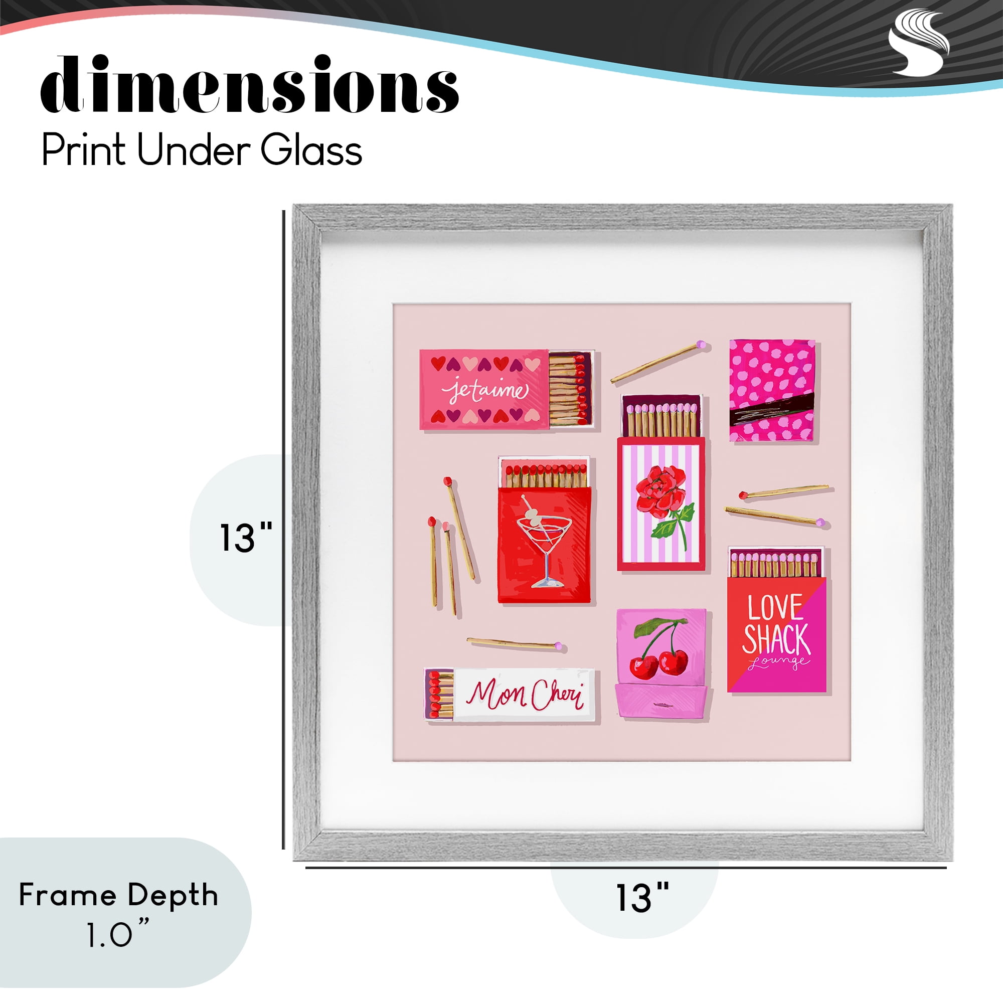 Stupell Industries Je T'aime Romantic Matchbox Set Gray Framed Print Under Glass, design by Rachael Reese