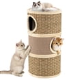 thumbnail image 1 of Gymax 3-Story Cat Condo 28'' Multi-level Cat Hideaway w/ Sisal Scratching Pad, 1 of 10