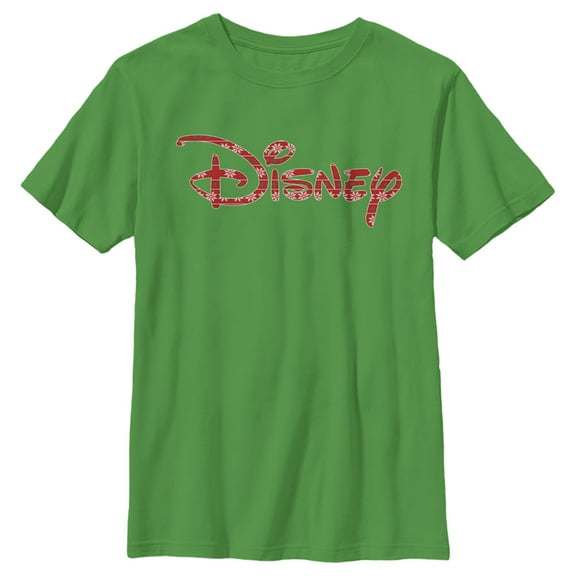 Boy's Disney Festive Christmas Logo  Graphic Tee Kelly Green Small