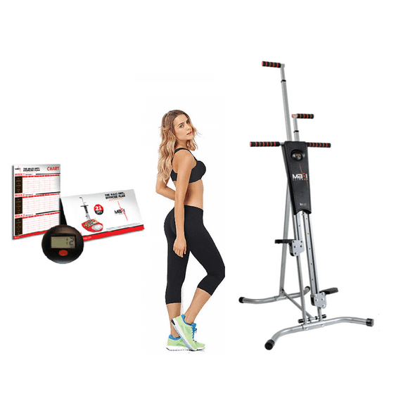 Maxi Climber Vertical Climber Stair Climbing Step Fitness Exercise Machine - Full Body Workout Adjustable Stair Climbing Machine, Strength Training Fitness Equipment Cardio Stepper Home Gym + Monitor