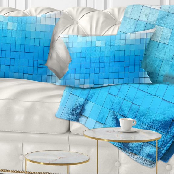 Designart 3D Blue Cubes - Contemporary Throw Pillow - 12x20