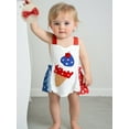 thumbnail image 6 of BemeyourBBs Baby Girl Outfit, Embroidery Ice Cream Overalls Romper with Hairband, 6 of 9