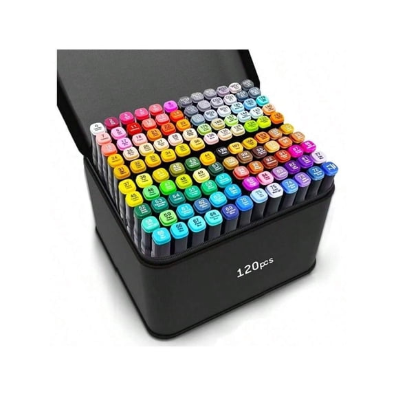 EliteArt 120-Color Professional Alcohol Markers – Dual Tip Permanent Sketch Set with Deluxe Carrying Case for Artists and Illustrators