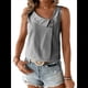 thumbnail image 2 of Blusa Informal Sin Mangas con Cuello en V Asimétrico y Estampado A Rayas para Mujer, Blusa de Verano Negro M, 2 of 9