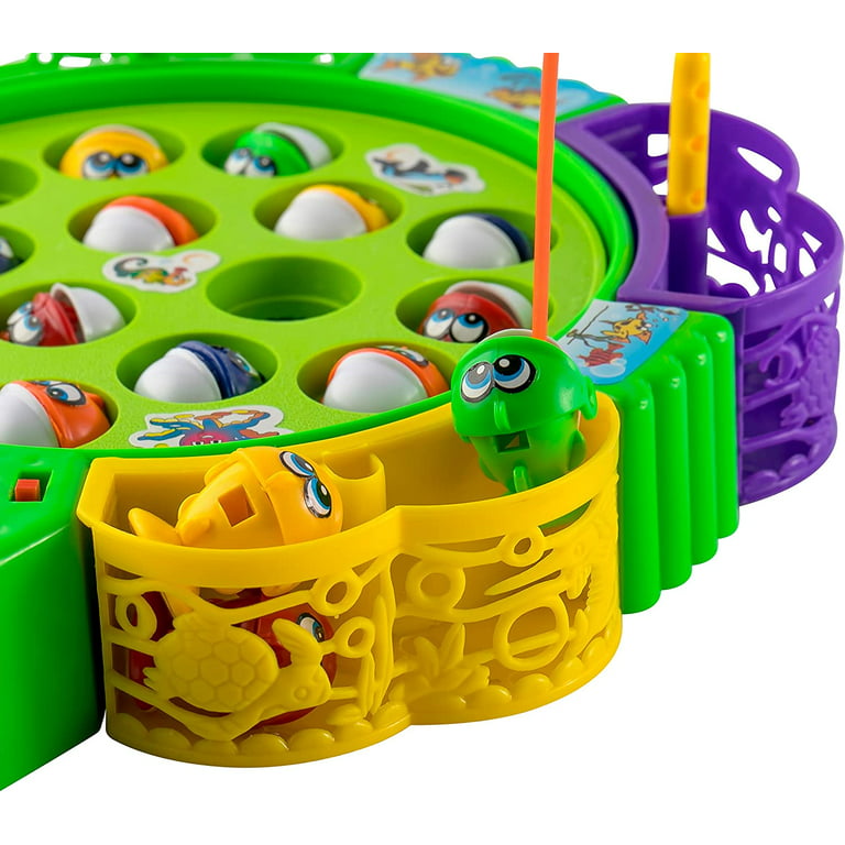 Fishing Game Pool Toys with Music- Fishing Toy for Toddlers Bath-tub Outdoor  Indoor Carnival Party Water Table, Poles Nets Fishes for Kids Age 3 4 5 6 Years  Old Gift Summer 