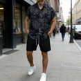 thumbnail image 2 of JAJAHO Mens Hawaii Lightweight Casual 2 Piece Outfits Short Sleeve Button Down Collared Shirt And Shorts Set Summer Beach Vacation Versatile Outfit, 2 of 8