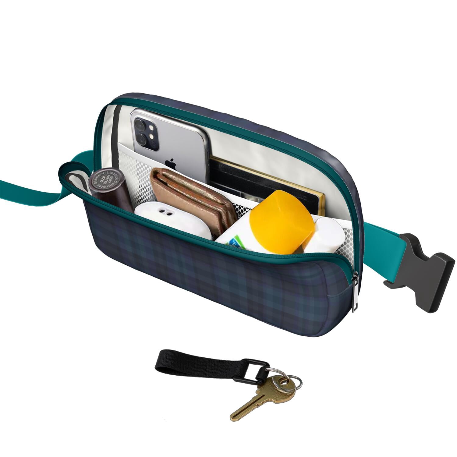 Rustic Farmhouse Plaid Fanny Pack – Classic Checkered Belt Bag with Geometric Retro Feel