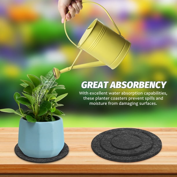 GOOHOCHY 6 posavasos de fieltro para plantas, platillos, macetas, almohadillas de fieltro redondas y absorbentes para interior y exterior.