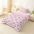 thumbnail image 2 of spefrowx Pink Coquette Plaid Twin Comforter Sets for Teens, Kawaii Cartoon Bow Bedding Set, Pink Reversible, 2pcs, 1 Comforter and 1 Pillowcase, 2 of 6