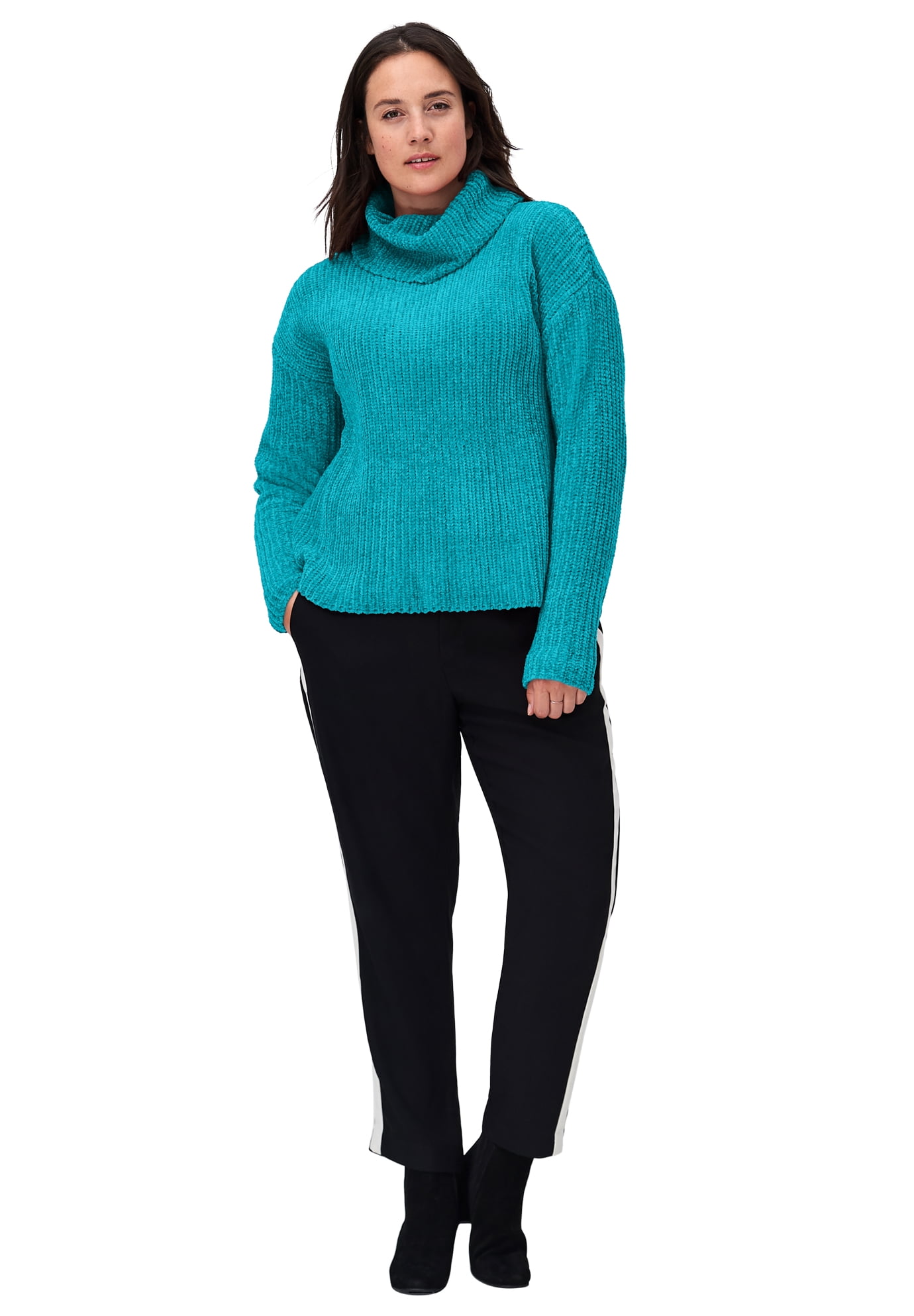 ellos Womens Plus Size Chunky Turtleneck Sweater 