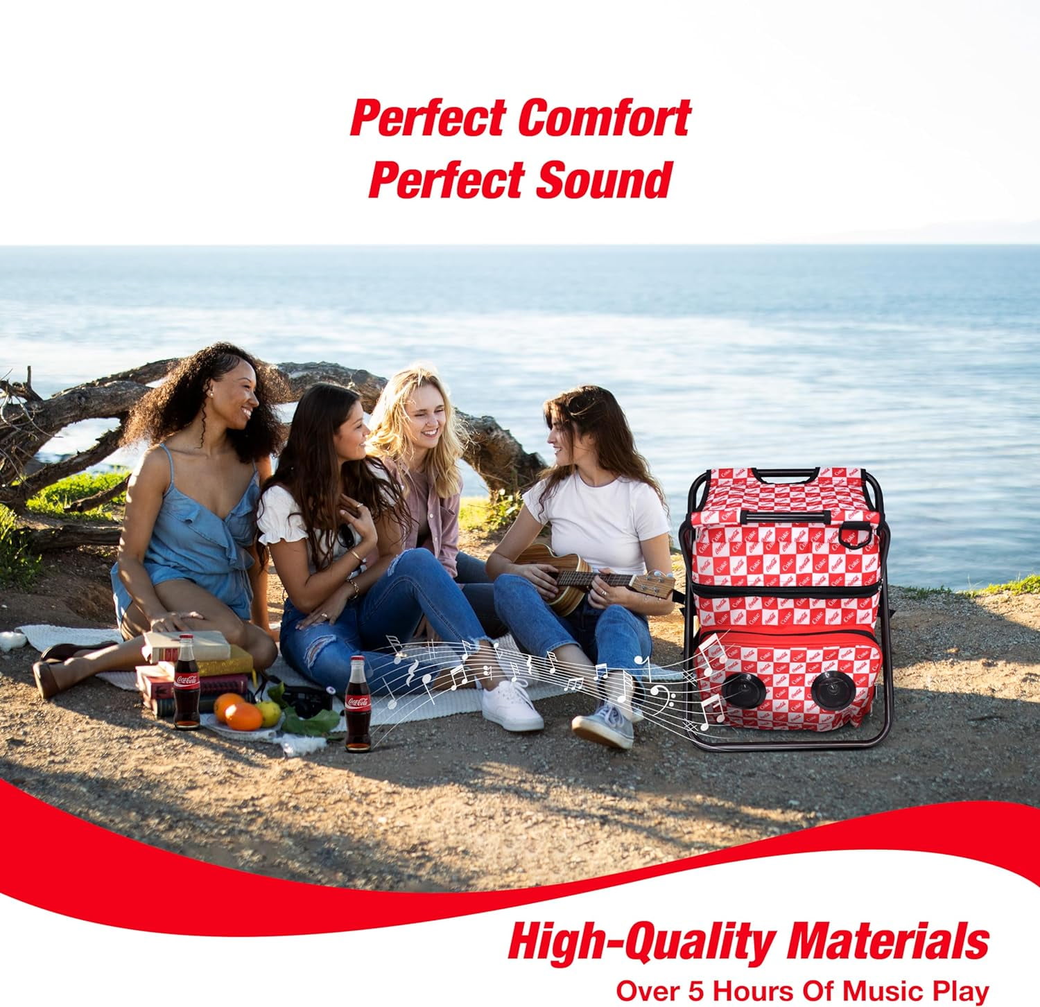 Coca-Cola 24 Can Cooler Backpack and Folding Chair with Built-In