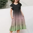 thumbnail image 2 of ZACPNCV Girls Floral Dress Summer Ruffle Flutter Sleeve Swing Casual Sundress Cute Outfit for Kids 14-15 Years, 2 of 6