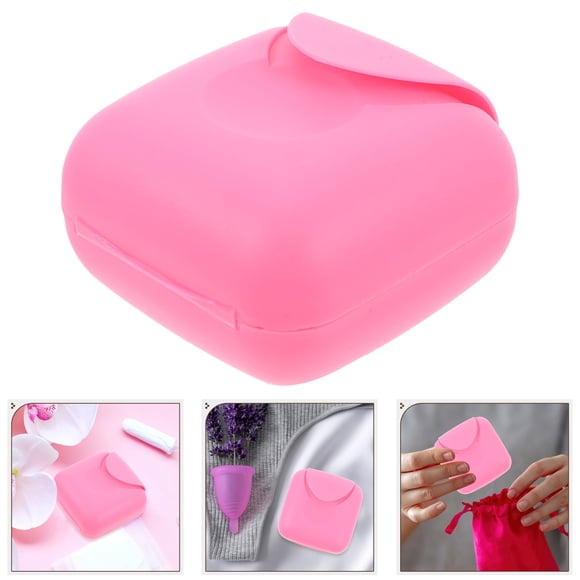 EXHUMKY Organizador Plástico Rosa Para Almacenamiento De Menstruales Ideal Para Viaje Y Uso Diario