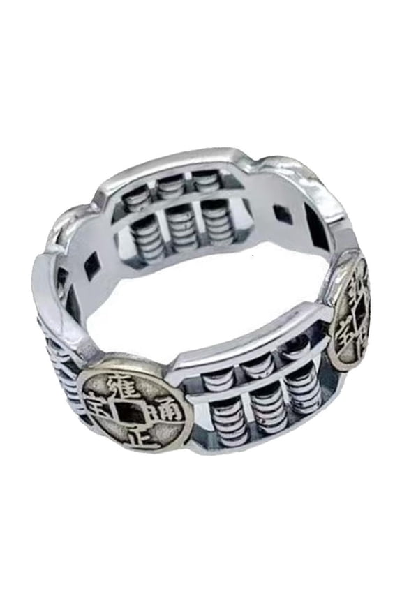 Traditional Inspired Abacus Bead Copper Coin Rings Adjustable Unisex Ethnic
