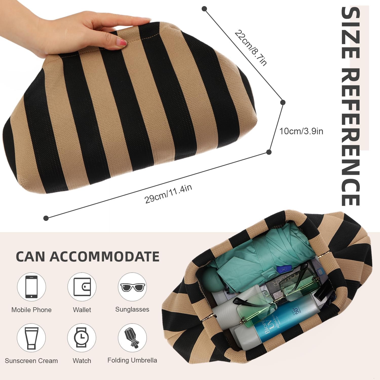 Summer Beach Clutch Purses for Women Woven Crochet Handbags Dumpling Clutch Ruched Cloud Purse Casual Colorblock Bag