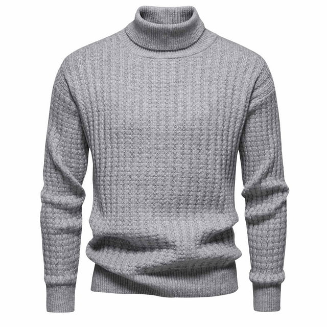 LOVZFMLL Sweaters for Men, Solid Color Acrylic Turtleneck Ribbed Pullover, Classic Casual Fashion Basic Layering Shirt, Warm Winter Tops, Fall Clothes