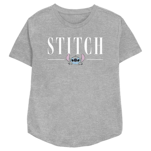 Women's Lilo & Stitch White Script Face Graphic Tee Athletic Heather Medium