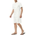 thumbnail image 4 of MODA NOVA Big & Tall Men's Linen Sets Short Sleeves Shirt Beach Shorts White 2XLT, 4 of 5
