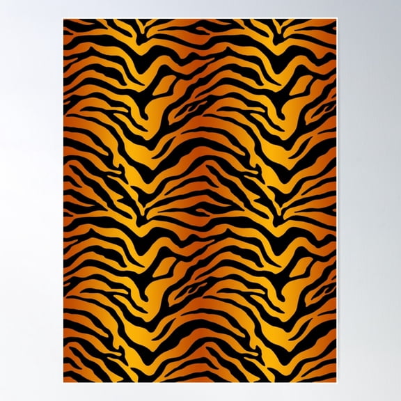Orange Black Tiger Stripe Safari Theme Pattern Poster Wall Art, Modern Wall Decor For Living Room Bedroom, 8x12 UNFRAMED
