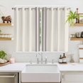 thumbnail image 2 of Simple Farmhouse Style Kitchen Curtains 72 Inch Length, Abstract Grey Geometric Stripe Grommet Top Bedroom Living Room Curtains, Light Filtering Cafe Curtain Drapes 2 Panels Set 104''x72'', 2 of 9