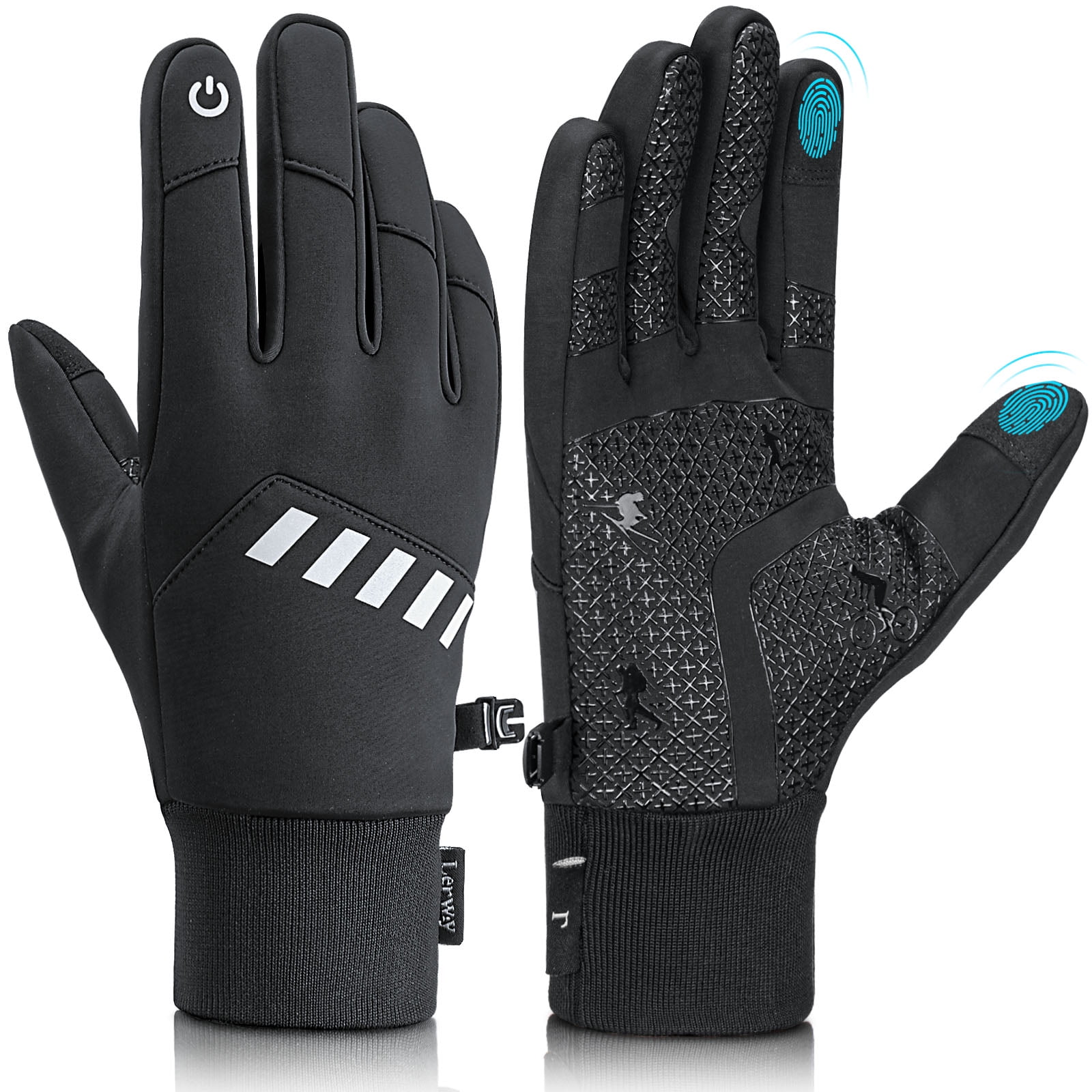 Touchscreen Gloves Windproof Water-Resistant Thermal LERWAY Winter Warm Gloves 