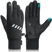 LERWAY Winter Gloves, Touchscreen Gloves Warm Black Gloves With Anti-Slip Silicone For Driving, Cycling, Large