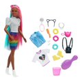 thumbnail image 1 of Barbie Leopard Rainbow Hair Doll (Brunette) with Color-change Hair Feature, 1 of 7