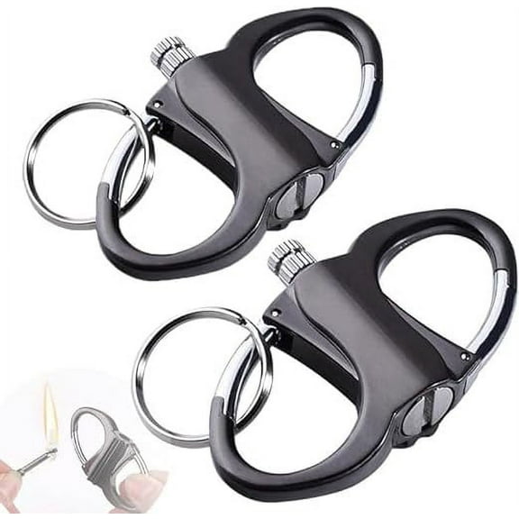 2 Pack Keychain Lighter, Metal Keychains Lighter for Outdoor Car and Home (Black)
