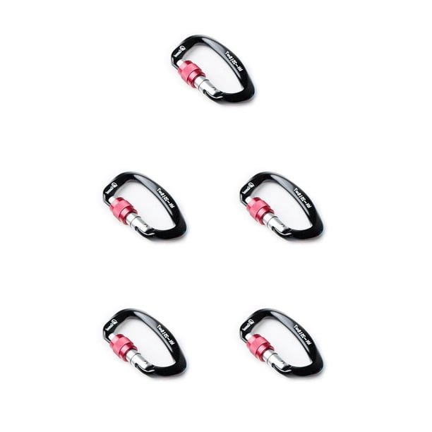 Mosquetón seguro Naiovety accesorios de bloqueo herramienta deportiva exteriores escalada en roca Negro+Rojo 5piezas