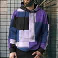 thumbnail image 3 of Sudaderas con capucha con patrón de cuadros para hombres, jerséis con estampado 3D de bloques de Color, Tops de calle Unisex, sudaderas sueltas, 3 of 5