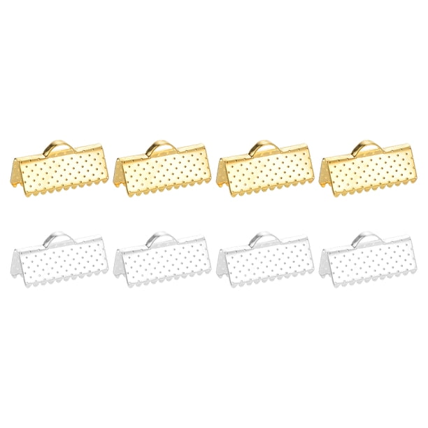 Paquete de 50 extremos de pinza de cinta de 16 mm, sujetadores de extremos de pinza, Plata/Oro
