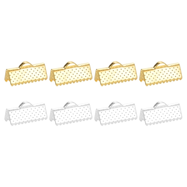 Paquete de 50 extremos de pinza de cinta de 16 mm, sujetadores de extremos de pinza, Plata/Oro