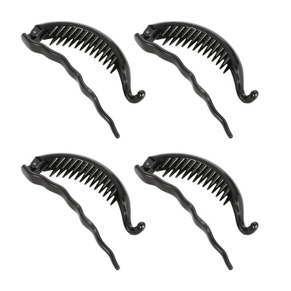 MUSEYA 4Pcs Banana Clips for Hair Thick with Black Plastic for Everyday Use