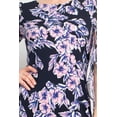 thumbnail image 5 of Connected Apparel Navy Floral-Print Bell-Sleeve Dress in Matte Jersey, 5 of 5