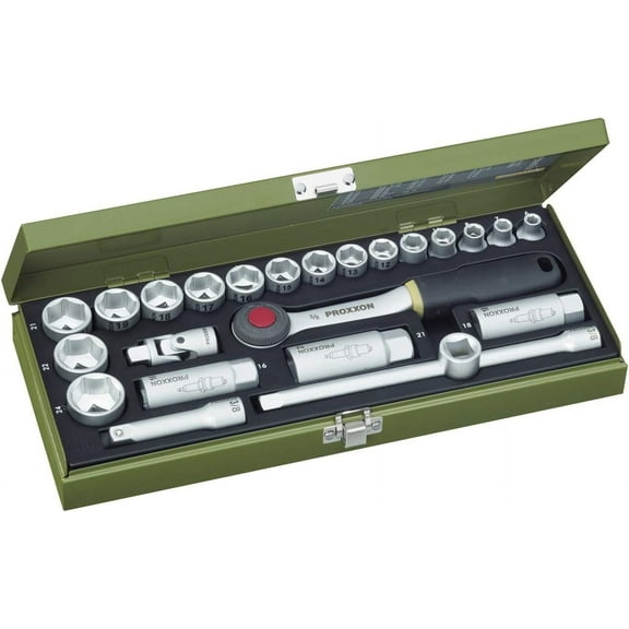 Proxxon 23110 24-piece Compact Socket Set with 3/8" Ratchet