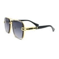 thumbnail image 3 of Rimless Luxury Bevel Lens Mens Rectangle Officer Cop Sunglasses Gold Black - Smoke, 3 of 4