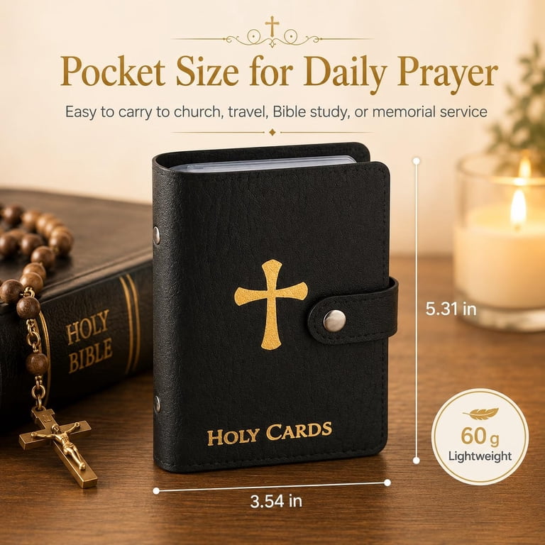 prayer card sleeves RFID Blocking Credit Keep your prayer cards tidy and protected with this compact cross Holy Card Holder Set 20