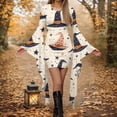 thumbnail image 2 of Long Sleeve Dress for Women Casual Printed Round Neck Pullover Fashion Patchwork Halloween Party Gown, 2 of 5