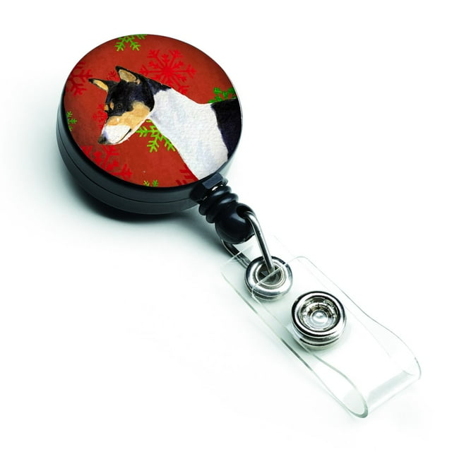 ""Caroline'S Treasures Basenji Copos De Nieve Rojos Y Verdes Carrete Retráctil De Insignia Navideña Multicolor (Ss4721Br)""