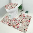 thumbnail image 2 of Beige Christmas Santa and Reindeer Pattern Bathroom Rugs Sets 3 Piece,Toilet Cover Set,Absorbent Non Slip Bathroom Mats Sets with U-Shaped Contour Rug Toilet Rug Set, 2 of 5