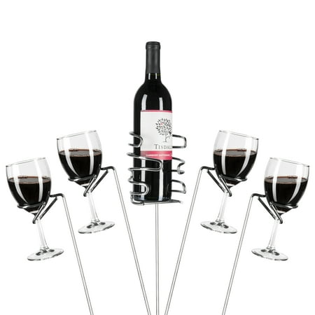 Best Choice Products Set of 5 Reinforced Stainless Steel Wine Glass Rack Holder Stakes for Bottles, Candles, Hands-Free Outdoor Picnics, and Travel, (Best Wine Deals This Week)