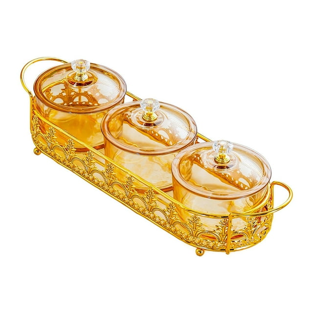 simhoa Assiette de Fruits Secs Nordique Divisée Plats de Service pour Salon Maison de Vacances 3 Compartiments