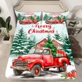 thumbnail image 2 of Homewish Merry Christmas Twin Sheet Sets,Rustic Western Farmhouse Twin Fitted Sheet,White Green Red Flat Sheet For Boys Kids,Microfiber Bedroom Decor,3-Piece, 2 of 7
