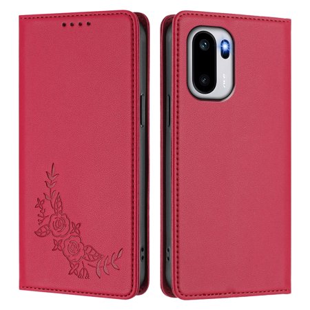 PU Leather Wallet Case for Oneplus 15R/ACE 6 5G Strong Magnetic Flip Folio Cover RFID Blocking 2 Card Slots Kickstand Embossed Floral Pattern Phone Protective Shell.A02