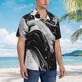 thumbnail image 2 of KLL Men's Hawaiian Shirt Short Sleeve Button Down Beach Shirts-Fluid Black White Paint Swirls, 2 of 5