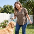 thumbnail image 2 of Agnes Orinda Women's Plus Size Floral Printed Tops Notched V Neck Short Sleeves Casual Summer Blouses 6X Brown, 2 of 8