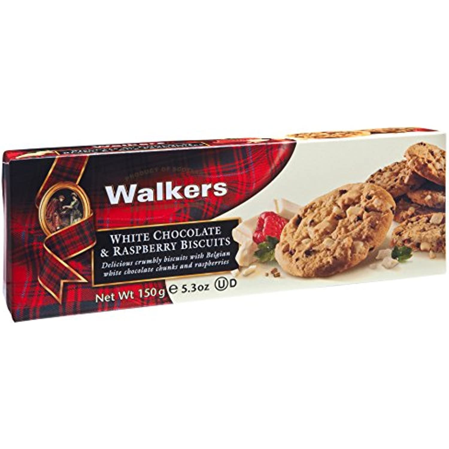 Walkers Shortbread Scottish Cookies White Chocolate & Raspberry, 5.3 Ounce (Pack Of 4)