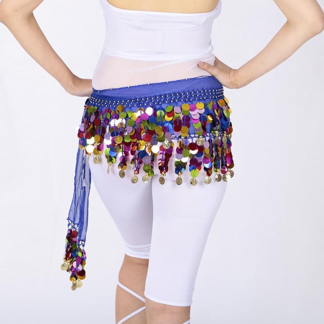 Bunfanda de Cadera de Danza de Vientre Pañuelo de Cintura Corta con Borlas de Lentejeulas Accesorios de Disfraces Cosplay Azul real Baoblaze Bufanda de cadera de danza del vientre